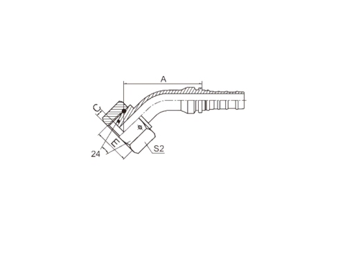 SS20543-W 45° METRIC FEMALE 24° CONE O-RING H.T.