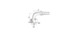 SS20593-T 90° METRIC FEMALE 24° CONE O-RING H.T.