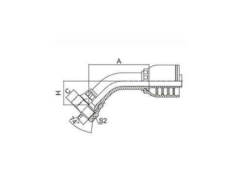 SS26741-RW 45° JIC FEMALE 74° CONE SEAT SAE J514