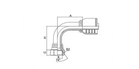 SS26791-RW 90° JIC FEMALE 74° CONE SEAT SAE J514