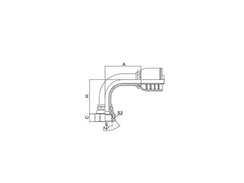 SS26791-RW 90° JIC FEMALE 74° CONE SEAT SAE J514