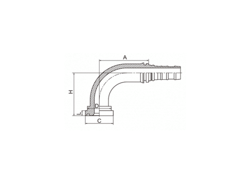 SS87993 90° SAE FLANGE 9000 PSI