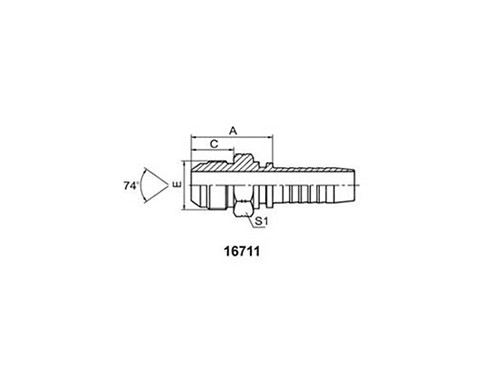 SS16711 JIC MALE 74° CONE (ISO 8434-2--SAE J514)