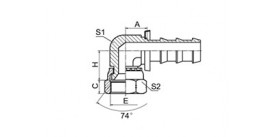 SS26791K-PO 90° JIC FEMALE 74° CONE SEAT