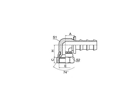 SS26791K-PO 90° JIC FEMALE 74° CONE SEAT