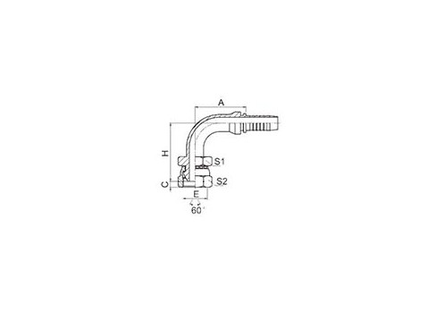 SS22691D 90° BSP FEMALE 60° CONE DOUBLE HEXAGON