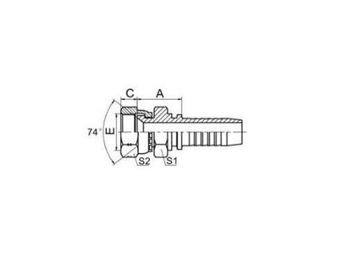 SS26711D JIC FEMALE 74° CONE SEAT DOUBLE HEXAGON (SAE J514)