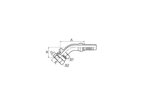 SS28641 45° JIS METRIC FEMALE 60° CONE SEAT