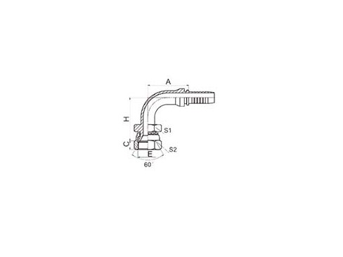 SS28691 90° JIS METRIC FEMALE 60° CONE SEAT