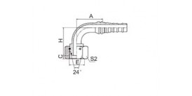 20593-T 90° METRIC FEMALE 24° CONE O-RING H.T.