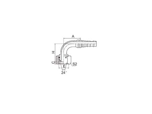 20593-T 90° METRIC FEMALE 24° CONE O-RING H.T.