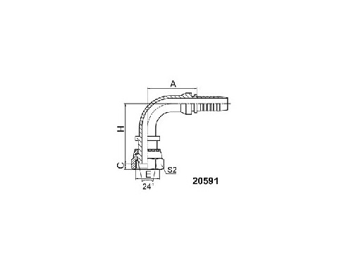 SS20591 90° METRIC FEMALE 24° CONE O-RING H.T. (ISO 12151-2--DIN 3865)