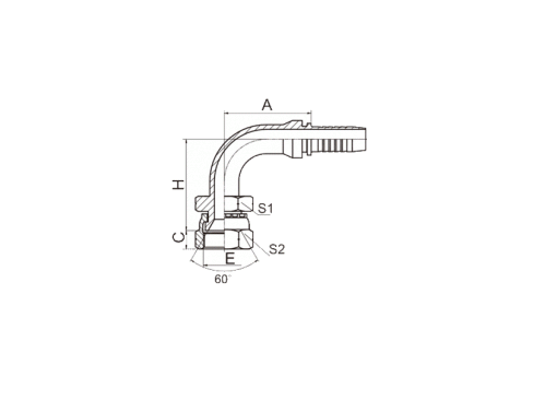 29691 90° JIS GAS FEMALE 60° CONE SEAT (JIS B8363)