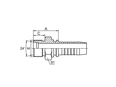 10511 METRIC MALE 24° CONE SEAT H.T. (DIN3853)