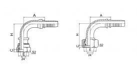 20491 90° METRIC FEMALE 24° CONE O-RING L.T. (ISO 12151-2--DIN 3865)