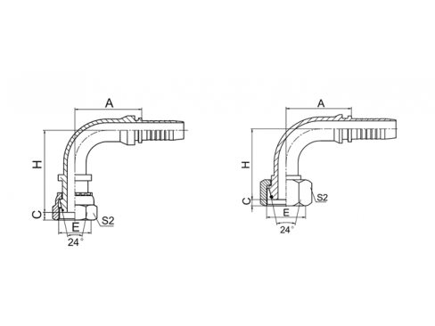 20491 90° METRIC FEMALE 24° CONE O-RING L.T. (ISO 12151-2--DIN 3865)