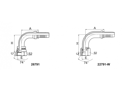 26791 90° JIC FEMALE 74° CONE SEAT (SAE J514)