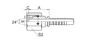 20411-W METRIC FEMALE 24° CONE O-RING L.T.DIN3865