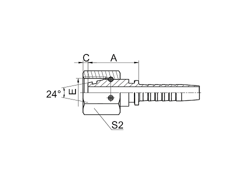 20411-W METRIC FEMALE 24° CONE O-RING L.T.DIN3865