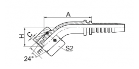 20441-W 45°METRIC FEMALE 24°CONE O-RING L.T.DIN3865