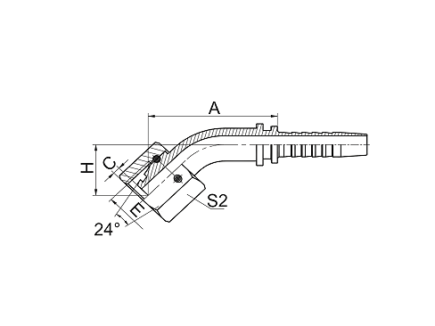 20441-W 45°METRIC FEMALE 24°CONE O-RING L.T.DIN3865