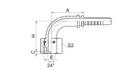 20491W 90° METRIC FEMALE 24° CONE O-RING L.T.