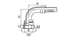 20791 90° GB METRIC FEMALE 74° CONE SEAL