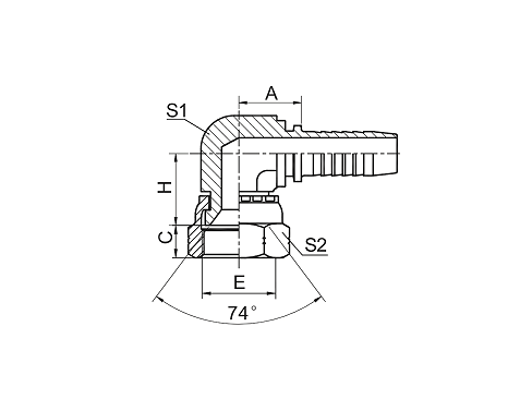 26791K 90° JIC COMPACT FEMALE 74° CONE SEAL