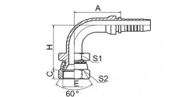 29691 90° JIS GAS FEMALE 60° CONE SEAL