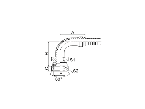 29691 90° JIS GAS FEMALE 60° CONE SEAL